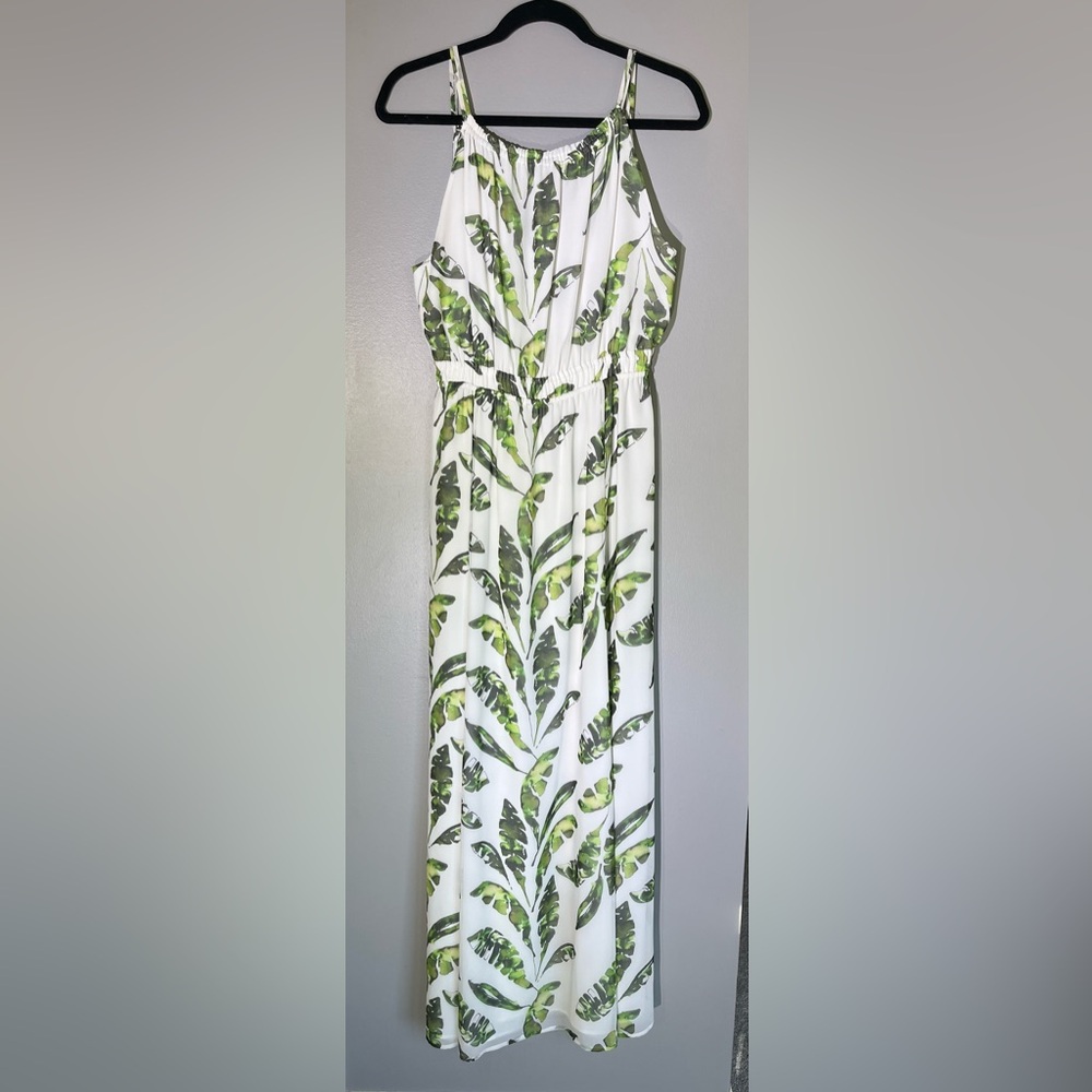 NWOT Tommy Bahama Watercolor Halter Style Maxi Dress, Palms, Botanical, Luxury 4 - Picture 2 of 5